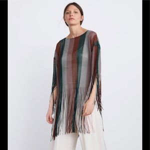 Zara fringed weave textured top size M Brand new